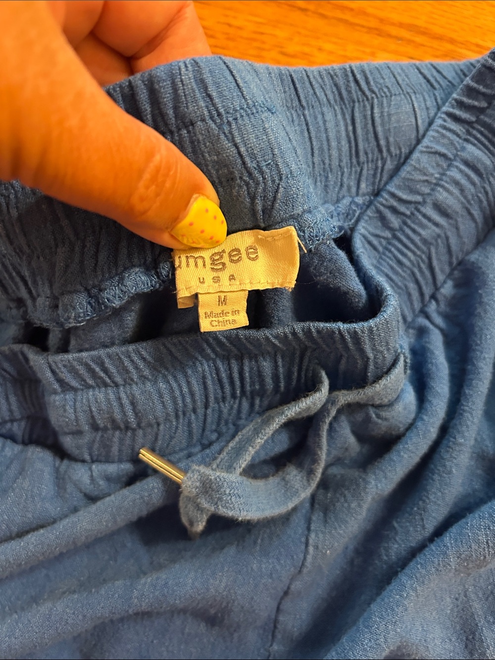 Umgee Slate Blue Frayed Hem Athletic Shorts - Picture 3 of 4